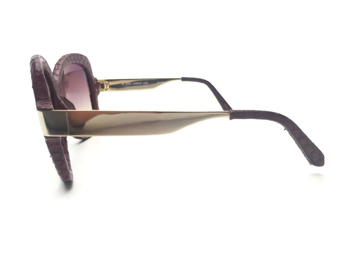 Linda‎ Farlow Luxe CAT 2 Square Oversize Burgendy Snakeskin Sunglasses $740 Cat Women main image 2