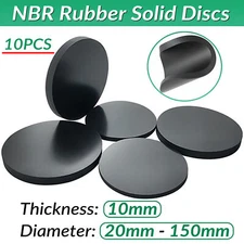 - 10mm thick NBR Rubber Solid Discs Flat Round Pad Sealing Non-Slip Cushioning