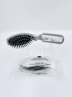 (2) Vintage AVON ADVANCE TECHNIQUES Styling Tool Folding Brushes W/ Mirror Purse