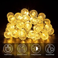 Salcar 15M Solar Lichterkette AußEn Kugel Beleuchtung 60 Led IP44 Wasserdicht