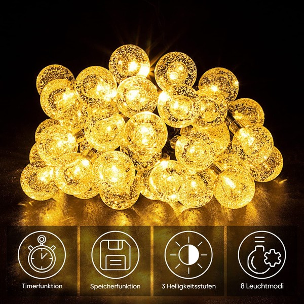 Salcar 15M Solar Lichterkette AußEn Kugel Beleuchtung 60 Led IP44 Wasserdicht-image