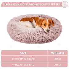 Donut Plush Pet Dog Cat Bed Fluffy Soft Warm Calming Bed Sleeping Kennel Nest