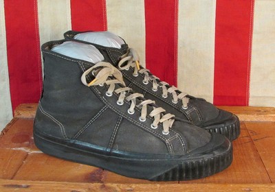 Download Vintage 1940s Black Canvas Basketball Sneakers High Top ...