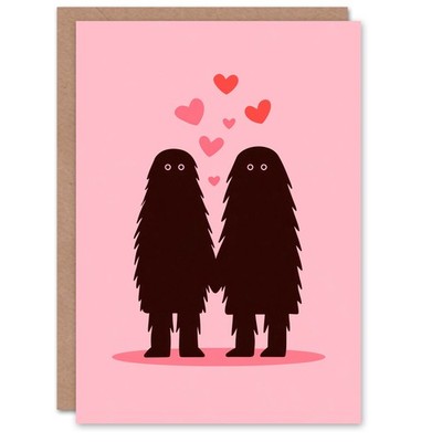 Gleiche Art von seltsamen süßen Bigfoot Paar Illustration Valentinstag Karte