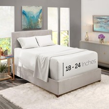 Queen Size Sheet Set, 4 Piece Extra Deep Pocket 18-24 inches , Microfiber,