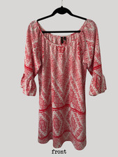 Want And Need Black 3/4 Sleeve Red and Cream Shift Dress