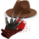 Freddy Krueger Horror Hat & Claw Glove Halloween FancyDress Costume Accessory