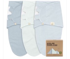 KeaBabies Wren Cotton Swaddle Wraps Glacier 0-3 Months 3 Pack