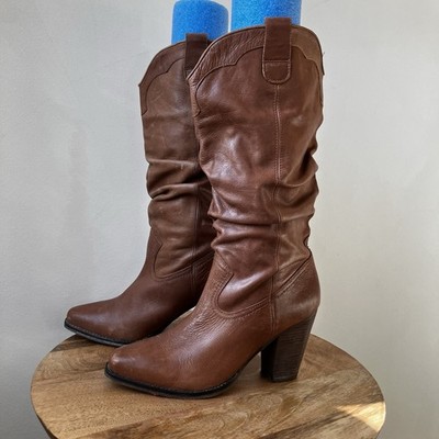 Steve Madden | Gesar Leather Slouch Block Heeled Cowgirl Boots