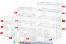 Clear Plastic Storage Boxes with Lids Stackable Heavy Duty Containers 4L–80L UK