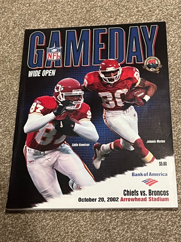 FOOTBALL PROGRAM KANSAS CITY CHIEFS DENVER BRONCOS 10/20 2002 MORTON KENNISON