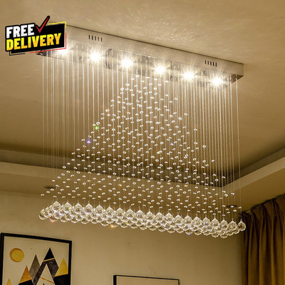 Contemporary Modern Crystal Chandelier Flush Mount Chandelier Rain Drop Light...
