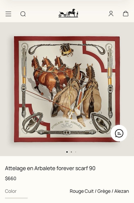 NWT New Hermes Attelage en Arbalete forever scarf 90
