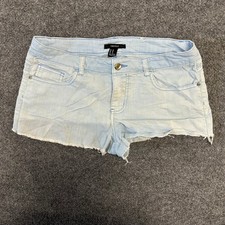 Forever 21 Denim Shorts Womens Size 28 Light Wash Raw Hem Casual Cut Offs