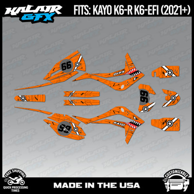 Graphics Kit for Kayo K6-R K6-EFI 250 (2021+) Predator Series - ORANGE
