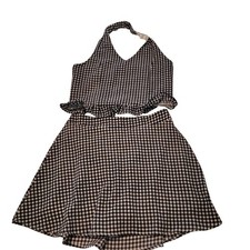 Speechless Kids Gingham Skort Set Kids 10-12 Black White Ruffle Halter 2-Piece