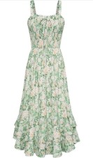 NWT Grace Karin Boho Dress Sleeveless Maxi green floral Womens MEDIUM