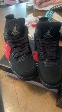 Jordan Men's Black/Red Air Jordan 4 Mid Top Lace-Up Basketball Sneakers Rubber