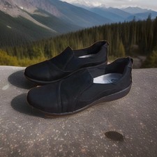 Clarks Cloudsteppers Womens 8M Sillian Paz Flats Black Slip On Shoes Excellent