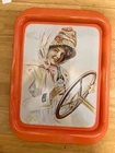 Vintage 1972 Coca Cola Metal Serving Tray Girl in Duster Driving 1972-495 Orange