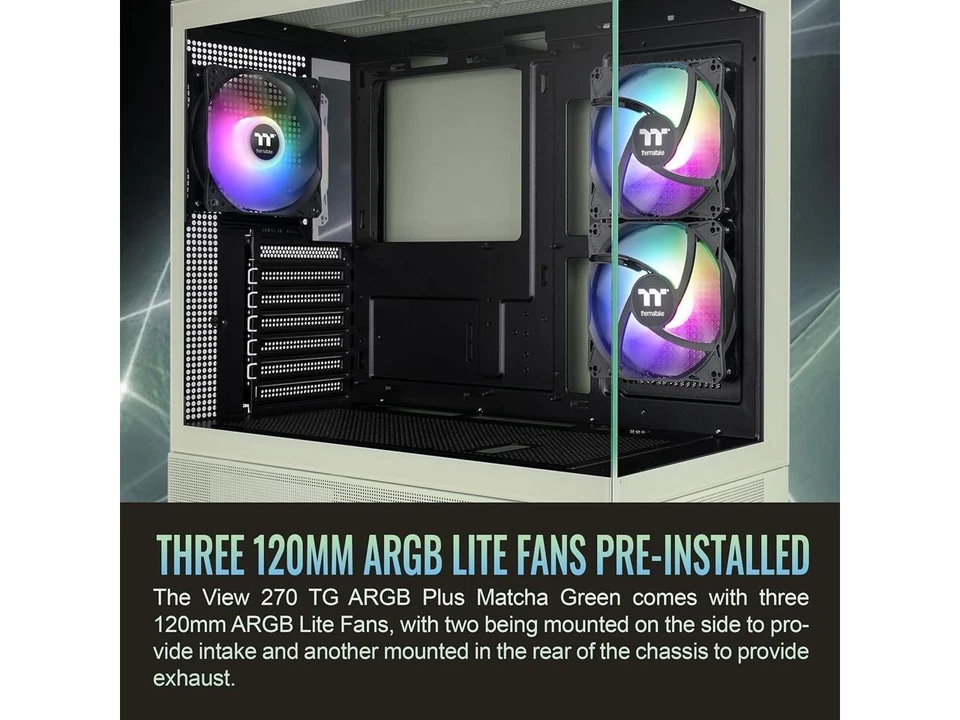 Thermaltake View 270 Plus TG ARGB ATX Mid-Tower Gaming Computer Case Matcha - Image 2 of 4