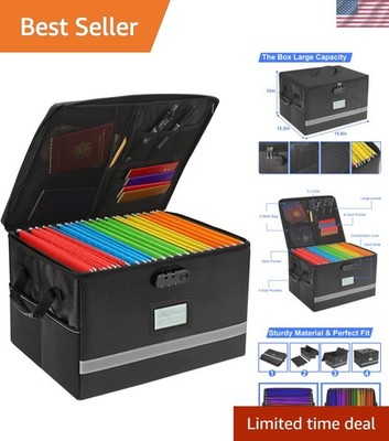 Foldable Fireproof File Box with Multiple Compartments - Ideal for Home & Office