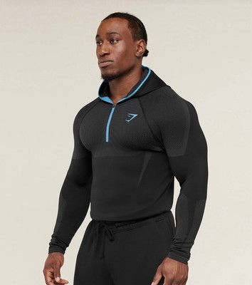  ONYX 5.0 SEAMLESS hoodie 【未開封】 Gymshark Onyx 5.0 Seamless 1/4 Zip Hoodie Black/Onyx Grey Logo