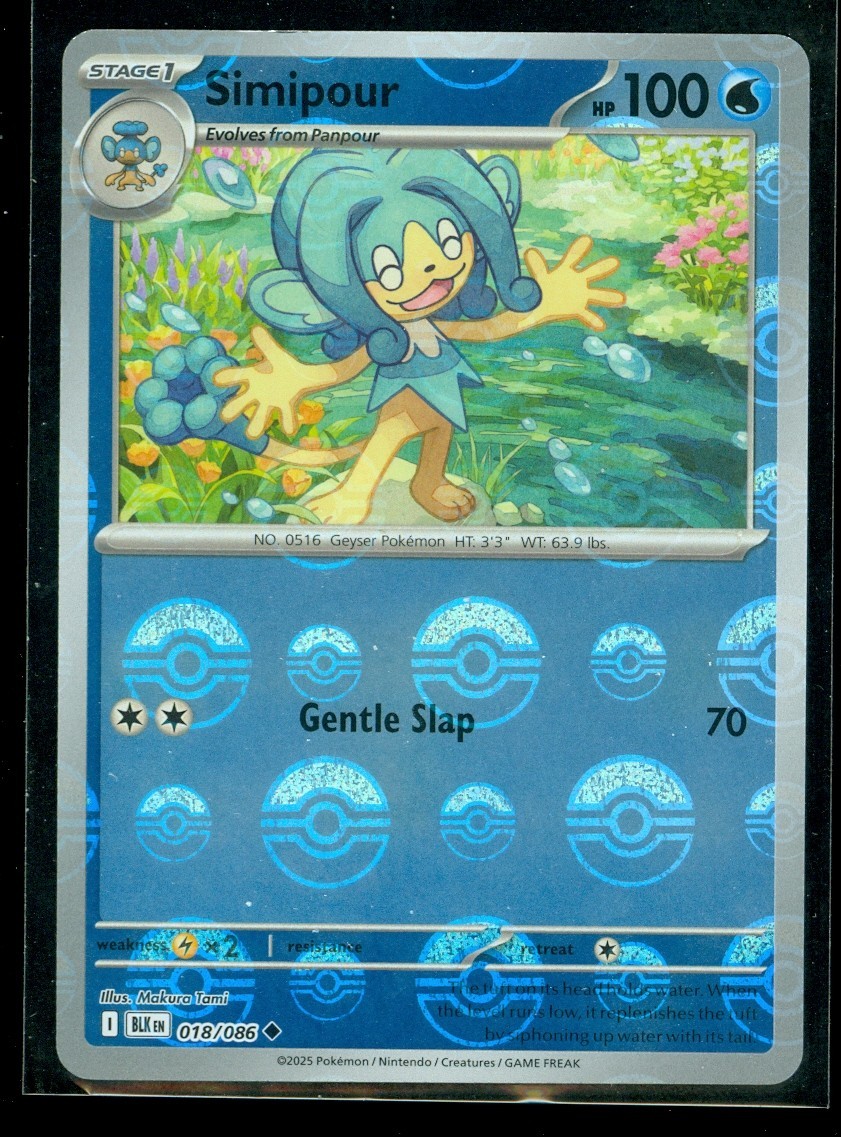 Pokemon SIMIPOUR 018/086 - Black Bolt - Poke Ball Pattern - MINT
