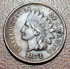 1871 Indian Head Cent Extremely Fine EF XF Details Semi-Key Date IHC IHP Penny