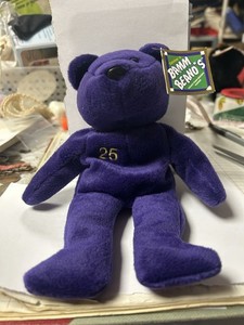 Vintage 1998 Bamm Beanos #25 Mark McGwire Purple Beanie Bear NWT