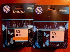 New In Box -- Genuine HP 60 Black Ink 2 Pack Cartridge CC640WN EXP. 2026