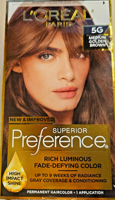 Loreal Superior Preference Hair Color New, unopened box #5G MEDIUM GOLDEN BROWN