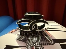 Large French Hair Claw Clip ? Elegant Acetate Double Loop Design,black/white