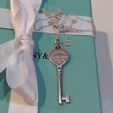 Tiffany & Co. Sterling Silver 925 Return To Tiffany Heart  Key Pendant Necklace