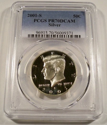 2001-S 50c SILVER PCGS PR70DCAM KENNEDY HALF DOLLAR PROOF DEEP CAMEO PR 70 DC