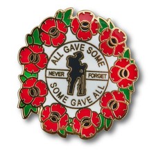 NEVER FORGET - ALL GAVE SOME / SOME GAVE ALL - Poppy Lapel Badge (40mm) - New