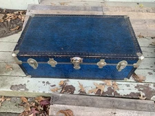 Beautifully RESTORED Vintage Steamer / Foot Locker Trunk - Statement Blue