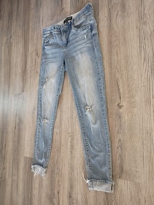 Mac And Me ''You Are So Loved'' Distressed Denim Jeans Cuffed Ankle Raw Cut Size 4