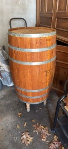 Wooden Barrel with Metal bands for decoration 