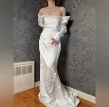 Vtido De novia De satén con cuello cuadrado, traje De novia De lujo con cordon personalizados, talla grande, novedad - AliExprs 320 Vtido De novia De satén con cuello cuadrado, traje De novia De lujo con cordon personalizados, talla grande, novedad - AliExprs 320