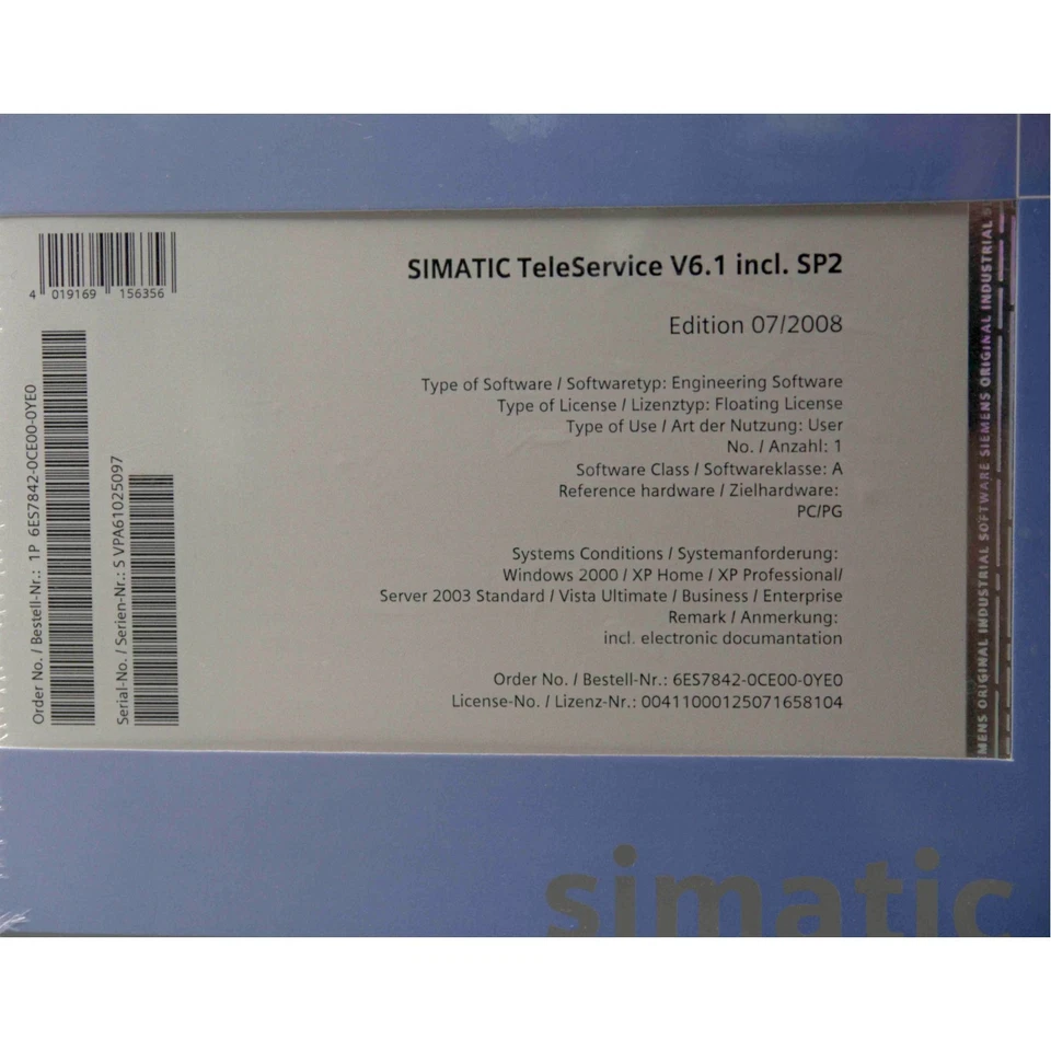 SIEMENS 6ES7842-0CE00-0YE0 SIMATIC S7 TELESERVICE V6.1 - Bild 2 von 3