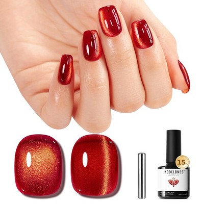 modelones Red Cat Eye Gel Nail 0.5 Fl Oz (Pack of 1), A3-Red Gold 