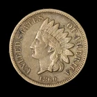 1860 1c Indian Head Cent Rounded Bust -Free Ship USA