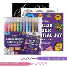 Coloring Kit, Acrylic Gel Pens Set with Coloring Book, 1.0mm Medium Tip Opaqu...