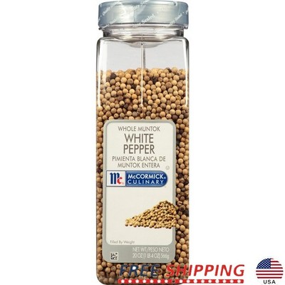 Culinary Whole White Pepper Kosher Muntok Peppercorns 20oz Cooking Spice New