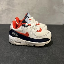 Nike Air Max 90 Shoes Toddler 6C White Navy Red Boys USA Sneakers DJ5179-100