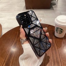 Plating Geometric Pattern Glitter Phone Case For iPhone 16 15 Pro 14 Plus 13 11