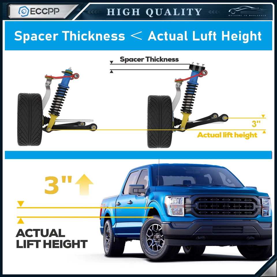 Kit de elevación niveladora delantera de 3" para Chevrolet Tahoe Suburban 1500 GMC Yukon 2x2 4x4 Foto 2 de 4