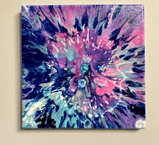 Original Abstract Art Acrylic Fluid Pour Flow Painting On Canvas Wall Decor