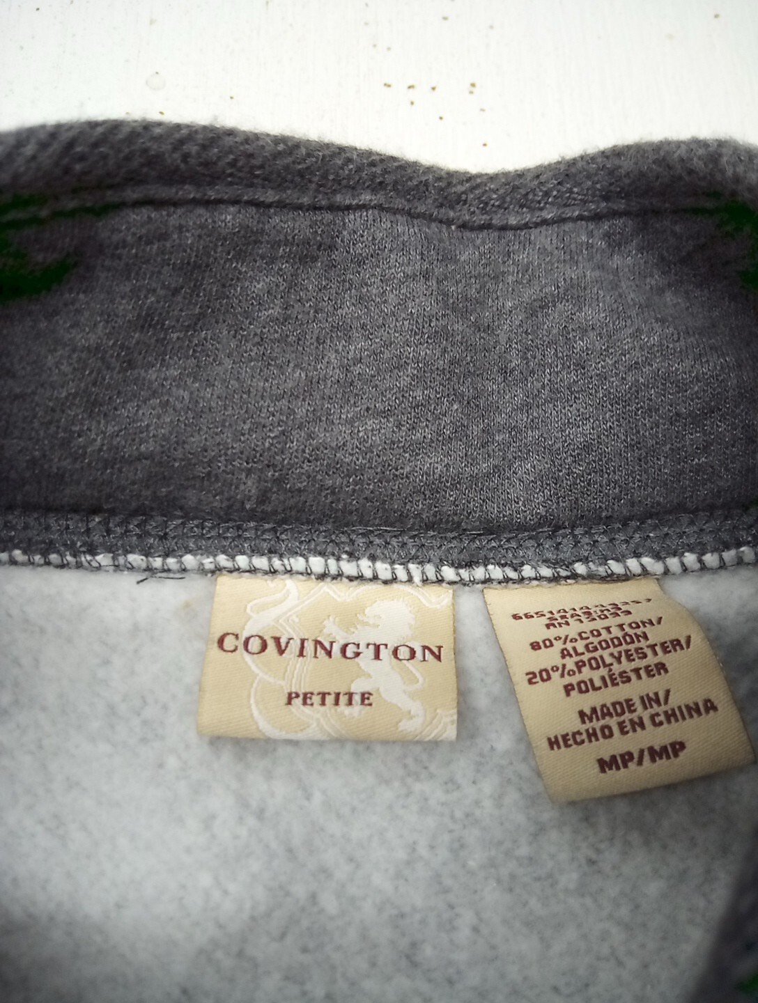 Covington Petite Medium Grey Button Front Flannel… - image 4